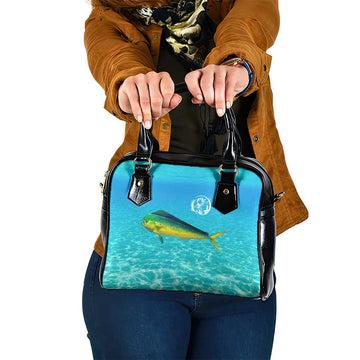 Mahi Mahi Fishing Customize Name Shoulder Handbag Underwater Blue Background in Tropical Ocean Scene TS04