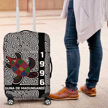 Indigenous Regions of Panama Guna de Madungandí Luggage Cover with Colorful Turtle and Black White Geometric Pattern TS04