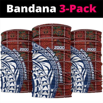 Indigenous Regions of Panama Guna de Wargandí Neck Gaiter with Tribal Pattern and Blue White Nature and People TS04