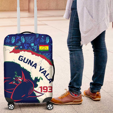 Indigenous Regions of Panama Guna Yala Luggage Cover with Regional Map Lobster Graphic and Coral Pattern 1938 TS04