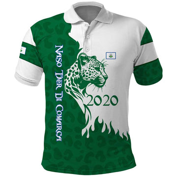 Indigenous Regions of Panama Naso Tjer Di Comarca Polo Shirt with Jaguar Graphic and Green White Territory and Life 2020 TS04