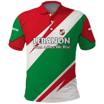Lebanon Phoenix Polo Shirt with Cedar Flag Colors and Inspirational Quote TS04