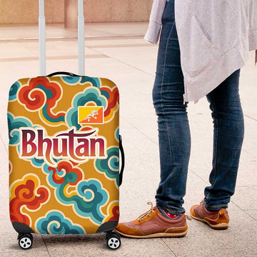Bhutan Dragon Luggage Cover with Traditional Cloud Motif in Vibrant Himalayan Colors TS04