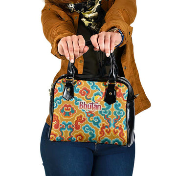 Bhutan Dragon Shoulder Handbag with Traditional Cloud Motif in Vibrant Himalayan Colors TS04