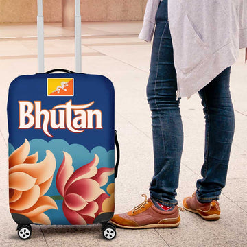 Bhutan Lotus Blossom Luggage Cover with White Dragon and Sacred Cloud Harmony TS04
