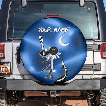 Fishing Custom South Carolina Flag Spare Tire Cover Fish Hook Graphic in Blue Gradient Design TS04