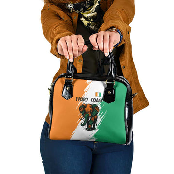 Ivory Coast Shoulder Handbag with Tribal Elephant and Paint Splash Design TS04