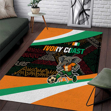Ivory Coast Elephants Football Area Rug Soccer with Tribal Pattern TS04