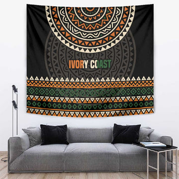 Ivory Coast African Pattern Tapestry Ethnic Geometric and National Motto TS04
