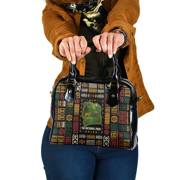 Ivory Coast Shoulder Handbag with Taï National Park Wildlife Map Design TS04