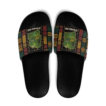 Ivory Coast Slide Sandals with Taï National Park Wildlife Map Design TS04
