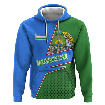 Uzbekistan Hoodie with National Coat of Arms and Modern Gradient Design TS04