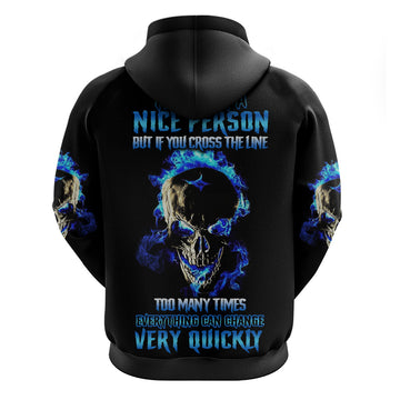 Yes I'm A Nice Person Skull Fire Hoodie TS04