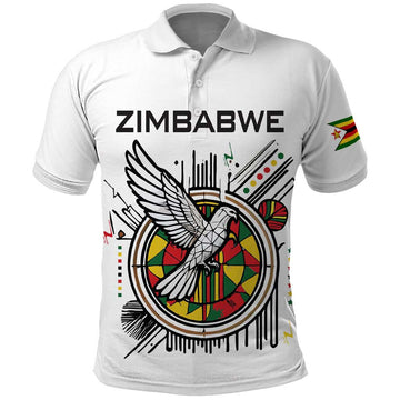 Spirit of Zimbabwe Polo Shirt Tribal Patterns, Flag Colors and Symbol of Peace TS04