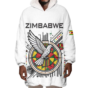 Spirit of Zimbabwe Wearable Blanket Hoodie Flag Colors and Symbol of Peace TS04