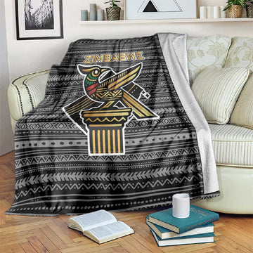 Zimbabwean Bird Statue Blanket Tribal Pattern Flag Patch and Heritage Symbol TS04