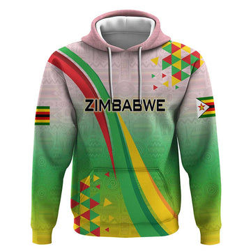 Zimbabwe Vibe Hoodie Tribal-Inspired Background with Geometric Flag Color Design TS04
