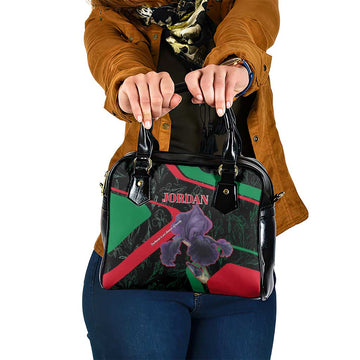 Jordan Black Iris Shoulder Handbag with Flag Colors and Cultural Quote TS04