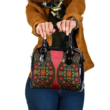Azerbaijan Folk Floral Shoulder Handbag with Traditional Carpet-Inspired Pattern TS04