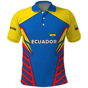Ecuador Polo Shirt with Coat of Arms and Bold Stripe Design TS04