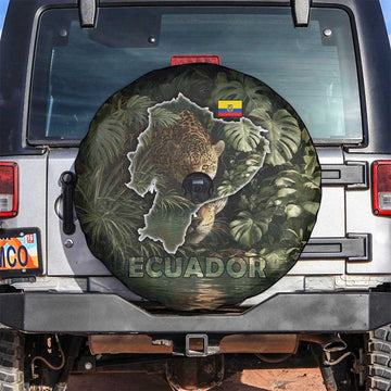 Ecuador Spare Tire Cover with Jaguar Rainforest Map Design TS04