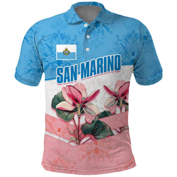 San Marino Polo Shirt with Pink Flower and Watercolor Gradient TS04
