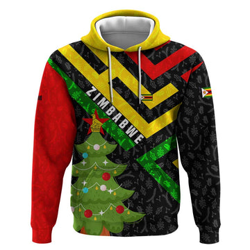 Zimbabwe Christmas Hoodie with Flag Colors Xmas Tree and Holiday TS04