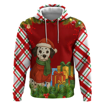 Croatia Christmas Hoodie with Dalmatian Dog Presents and Red Plaid Holiday TS04