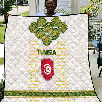 Tunisia Flag Quilt with National Crest and Emblem TS04