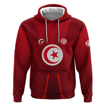 Tunisia National Flag Hoodie with Crescent Star Emblem and Red Sport Design TS04