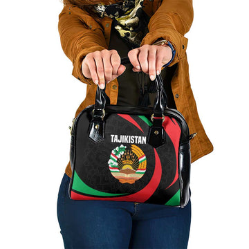 Tajikistan National Emblem Shoulder Handbag with Black Red Green Tribal Pattern TS04