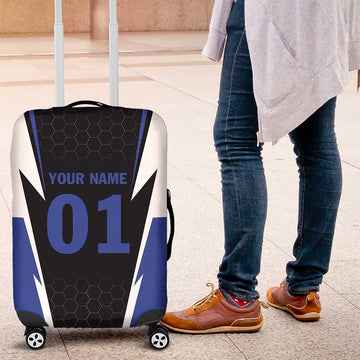 Personalized Bass Fishing Luggage Cover Jumping Fish and Blue White Lightning Pattern Design TS04
