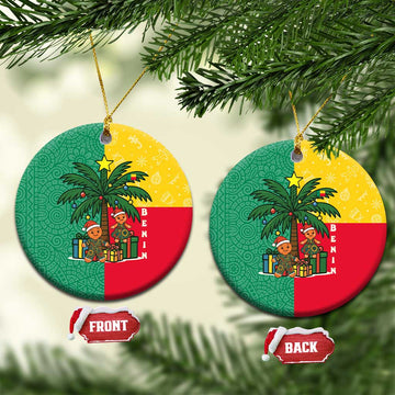 Benin Christmas Ceramic Ornament with Palm Tree Dolls and Red Yellow Green Festive TS04
