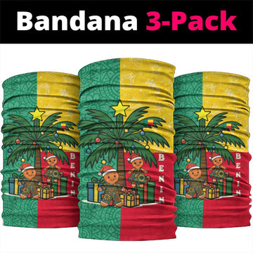 Benin Christmas Neck Gaiter with Palm Tree Dolls and Red Yellow Green Festive TS04