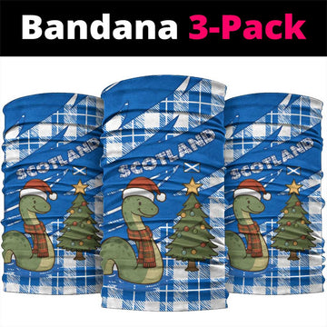 Scotland Christmas Neck Gaiter with Nessie Santa Hat and Blue Tartan Tree TS04