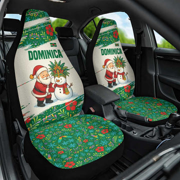 Dominica Christmas Car Seat Cover with Santa Snowman and Tropical Carnival Headpiece TS04