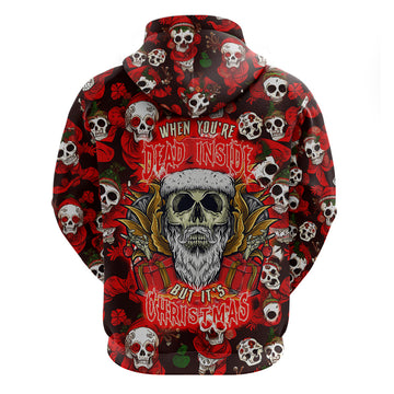 Christmas Skull Hoodie When You're Dead Inside But It's Christmas TS04