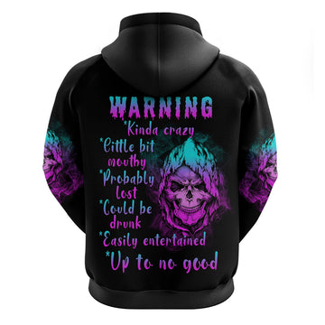 Warning Kinda Crazy Skull Hoodie TS04