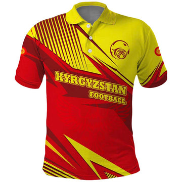 Kyrgyzstan Football Polo Shirt Red and Yellow Sports with National Emblem Design TS04