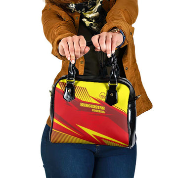 Kyrgyzstan Football Shoulder Handbag Red and Yellow Sports with National Emblem Design TS04