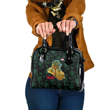 Iraq Shoulder Handbag with Palm Tree Landscape and Map Silhouette Design TS04