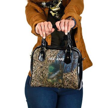 Catfish Fishing Underwater Scene Shoulder Handbag Custom Name Swamp Grass and Camouflage TS04