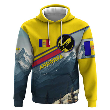 Andorra Hoodie with Mountain Ridge and Eagle Emblem Design TS04