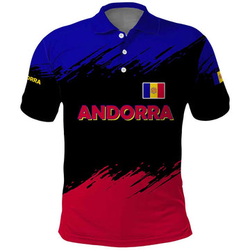 Andorra Polo Shirt with Eagle Eyes and Paint Stroke Design TS04