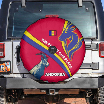 Andorra Spare Tire Cover with Mountain Goat and Curved Stripe Design TS04