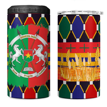 Burkina Faso 4 in 1 Can Cooler Tumbler Kente Flag Red Green Blue Geometric TS04