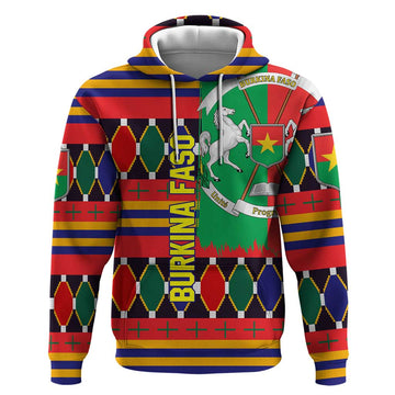 Burkina Faso Hoodie with Red Green Blue Geometric TS04