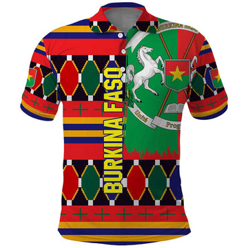 Burkina Faso Polo Shirt with Red Green Blue Geometric TS04