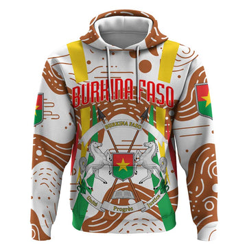 Burkina Faso Hoodie with Brown White Yellow Abstract Design TS04