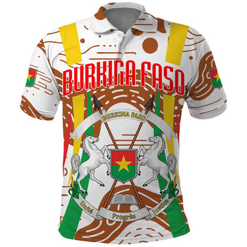 Burkina Faso Polo Shirt with Brown White Yellow Abstract Design TS04